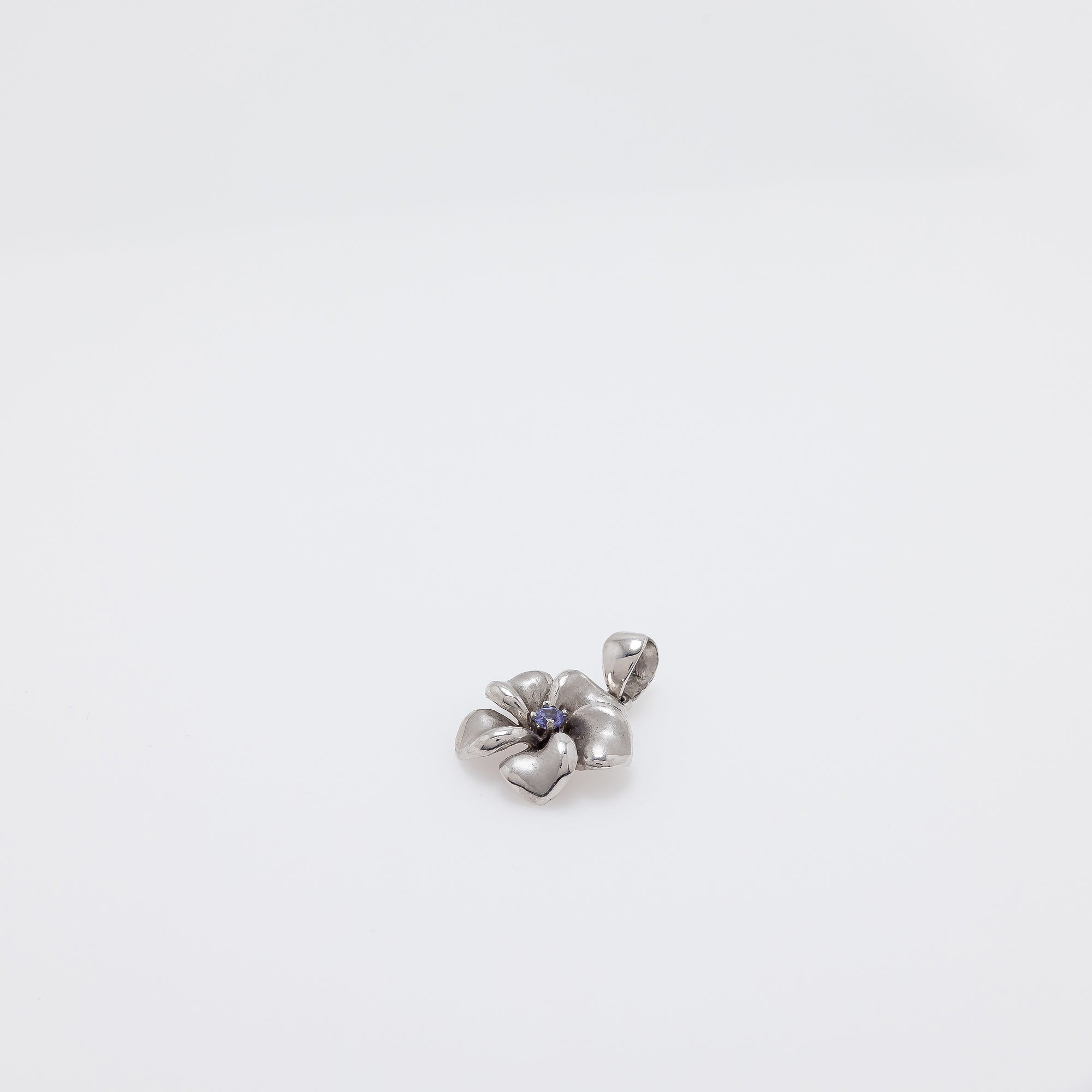 Tanzanite Plumeria Pendant in White Gold