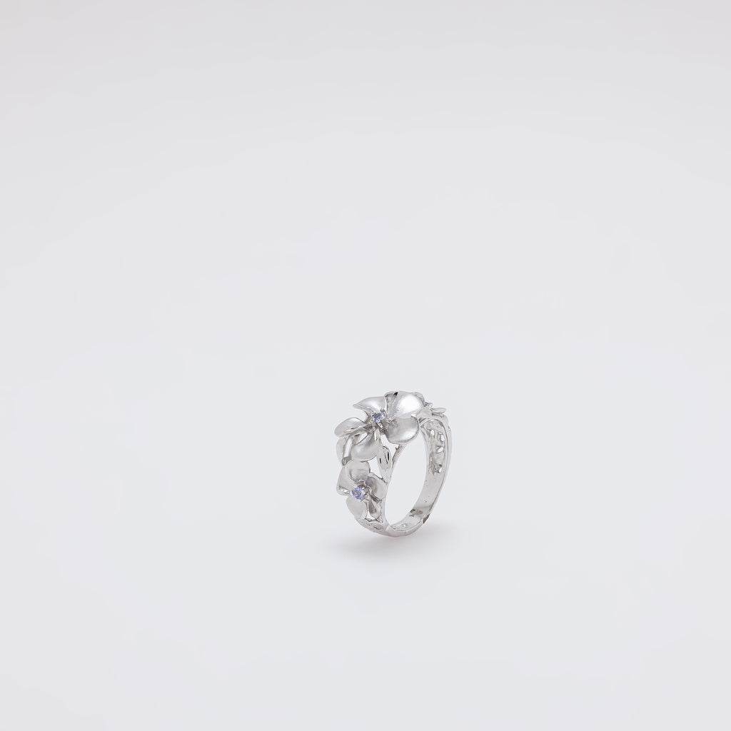 Triple Tanzanite Plumeria Ring [Size 7]
