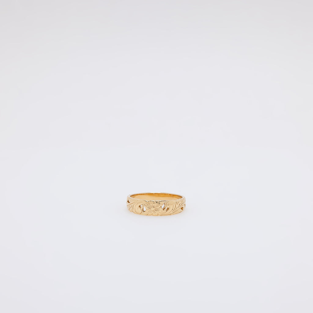 Single Plumeria + Scroll Cutout Design Ring [Size 10]