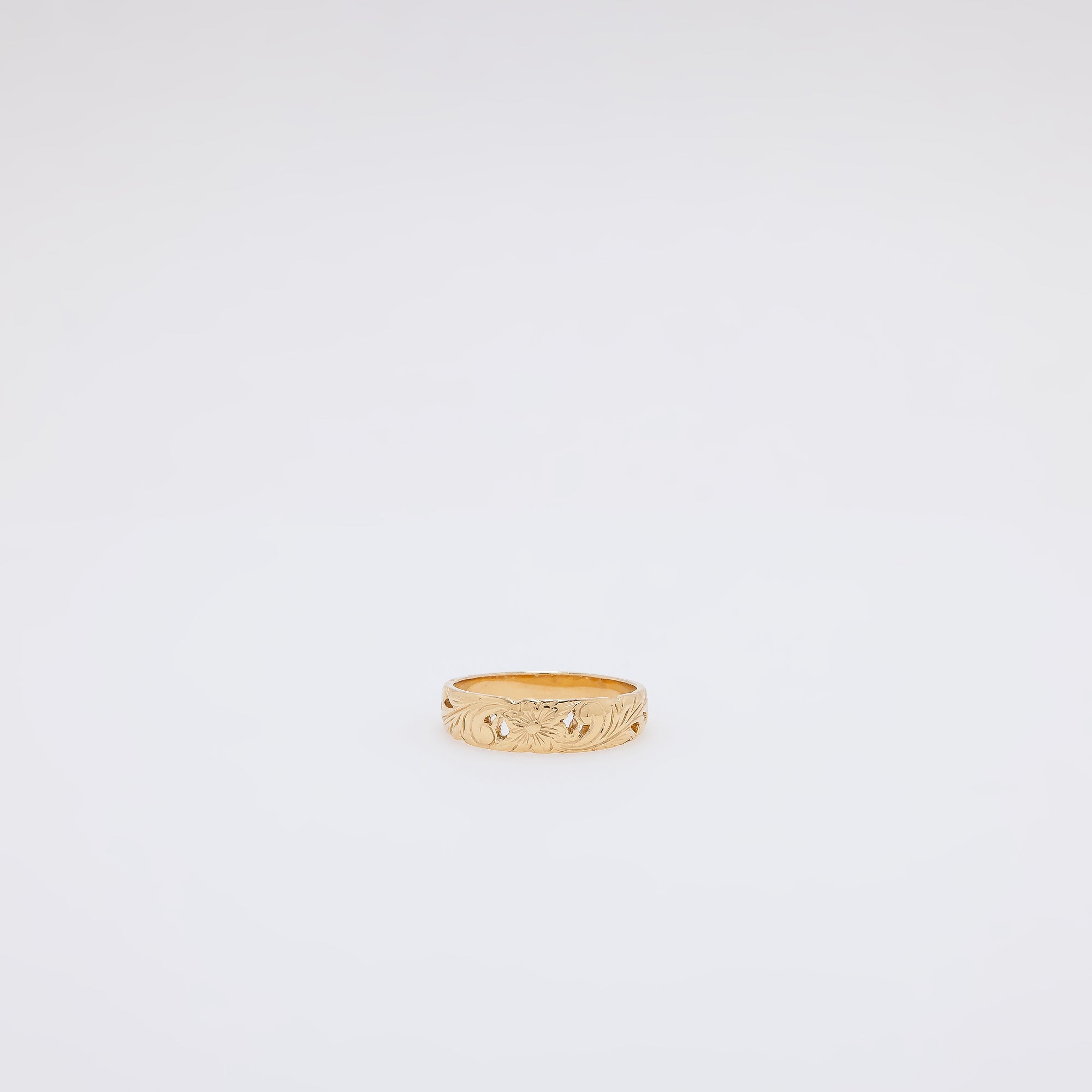 Single Plumeria + Scroll Cutout Design Ring [Size 10]