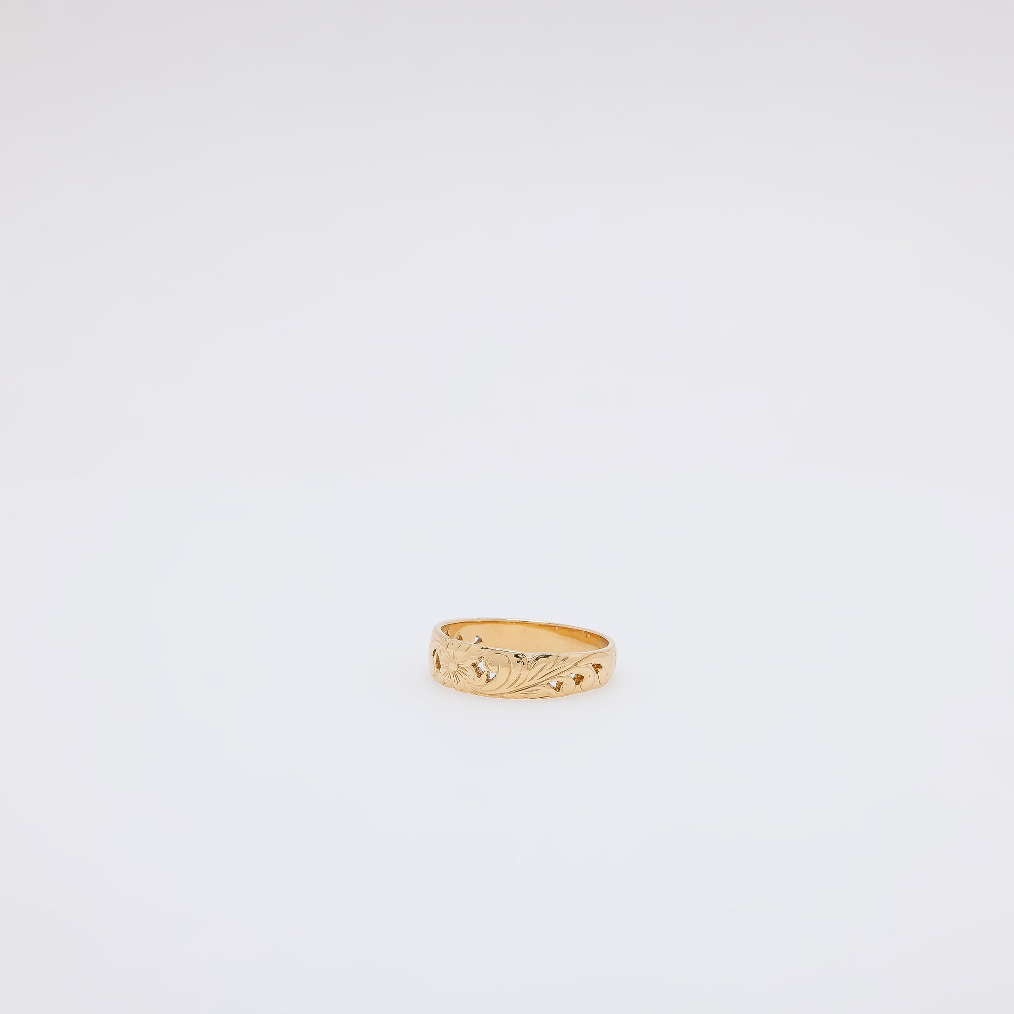 Single Plumeria + Scroll Cutout Design Ring [Size 10]