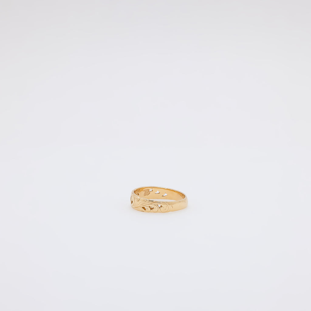 Single Plumeria + Scroll Cutout Design Ring [Size 10]