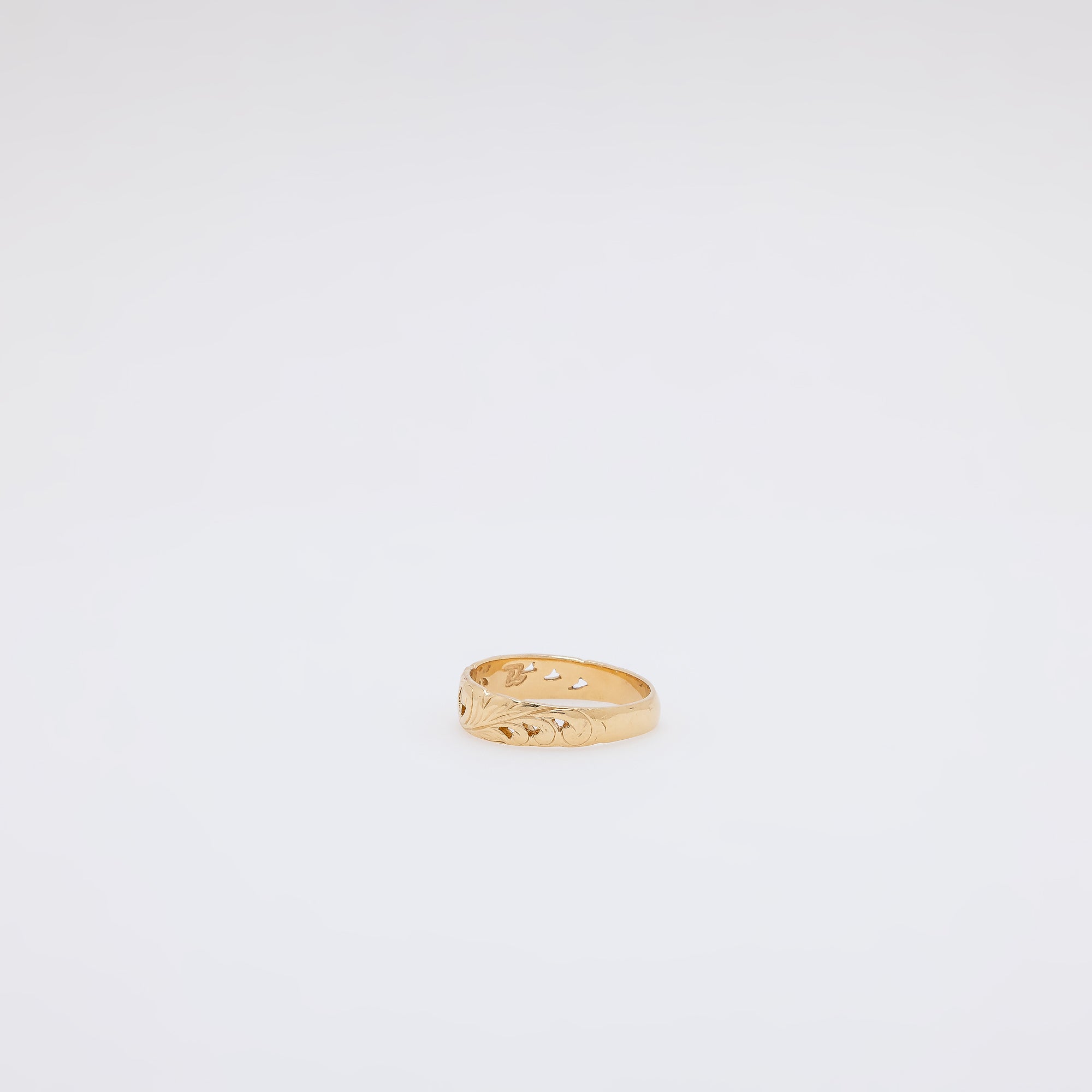 Single Plumeria + Scroll Cutout Design Ring [Size 10]