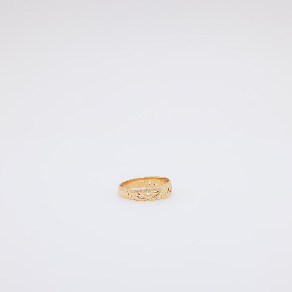 Single Plumeria + Scroll Cutout Design Ring [Size 10]