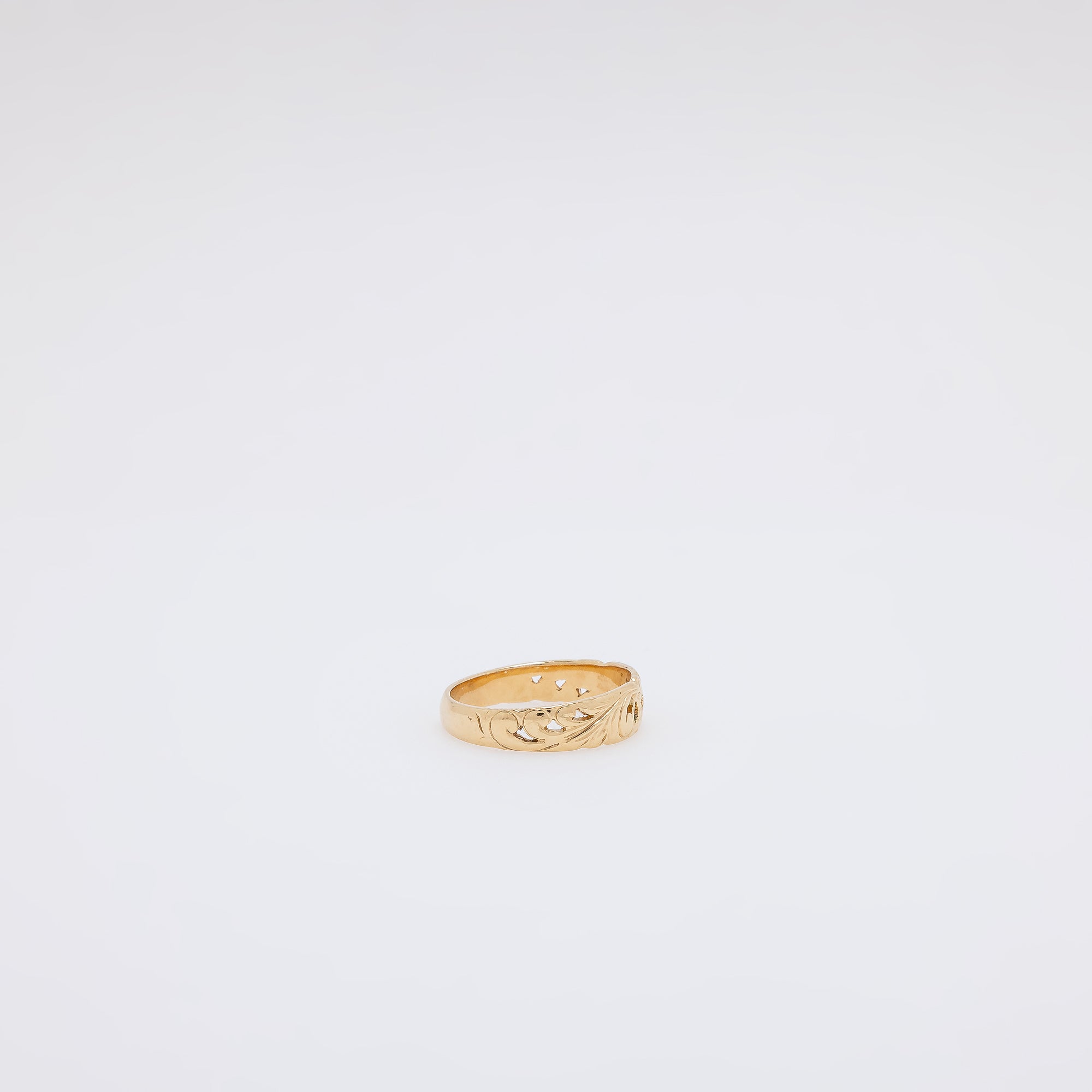 Single Plumeria + Scroll Cutout Design Ring [Size 10]