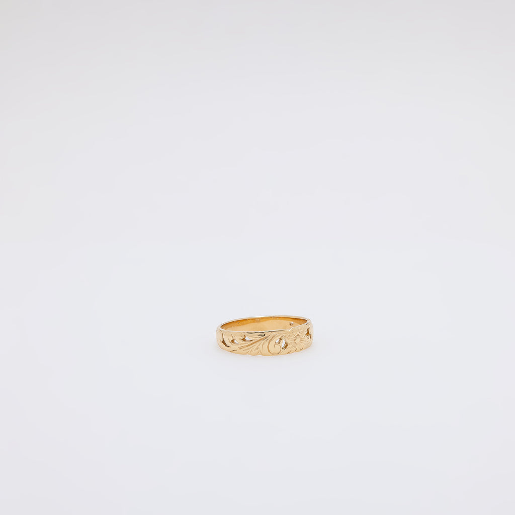 Single Plumeria + Scroll Cutout Design Ring [Size 10]