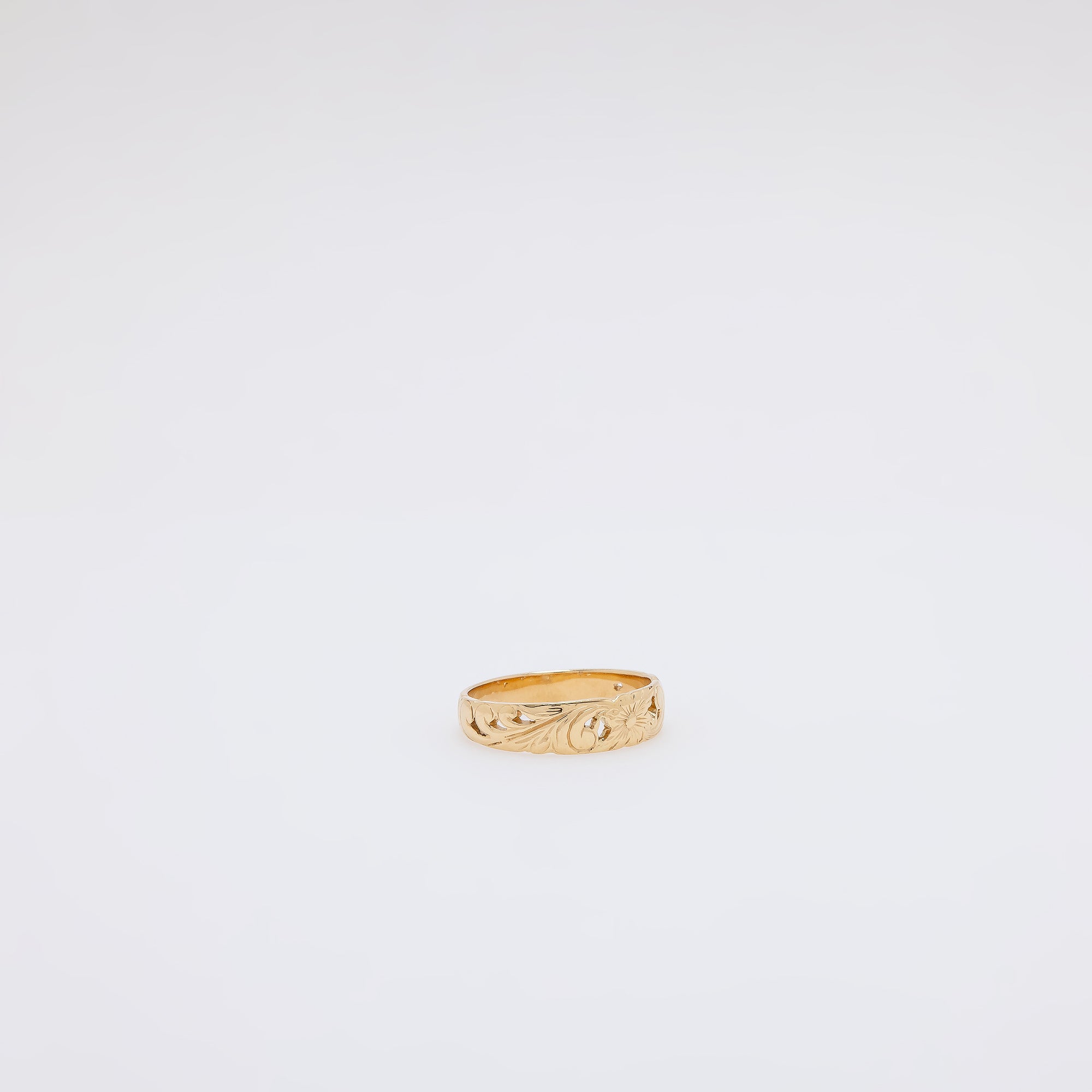 Single Plumeria + Scroll Cutout Design Ring [Size 10]