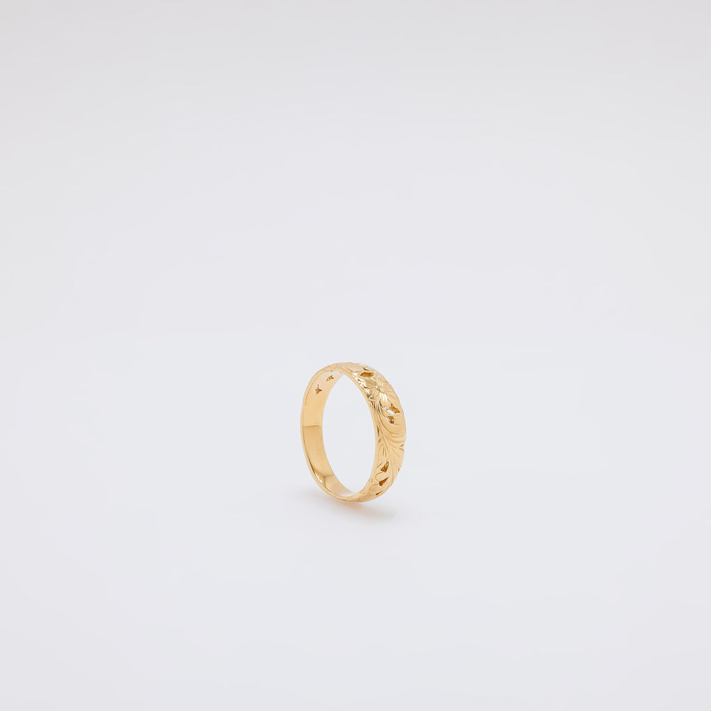 Single Plumeria + Scroll Cutout Design Ring [Size 10]