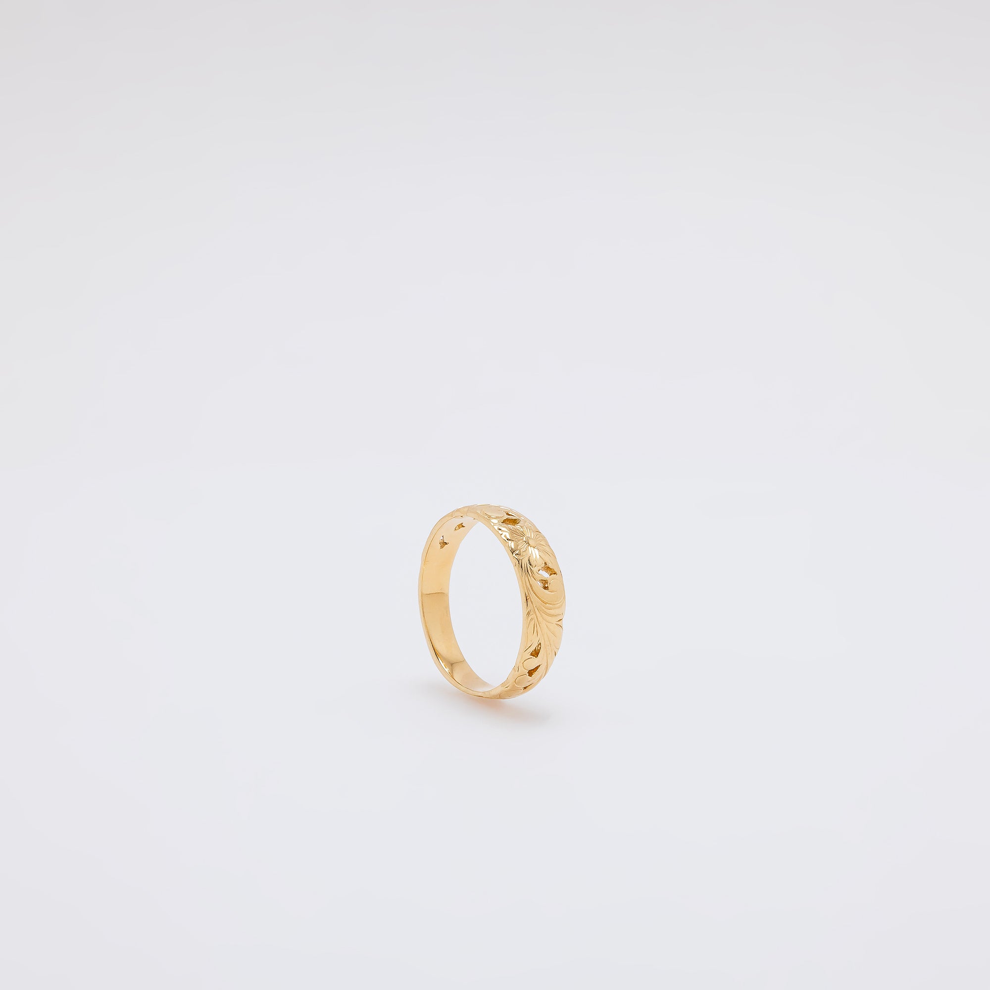 Single Plumeria + Scroll Cutout Design Ring [Size 10]