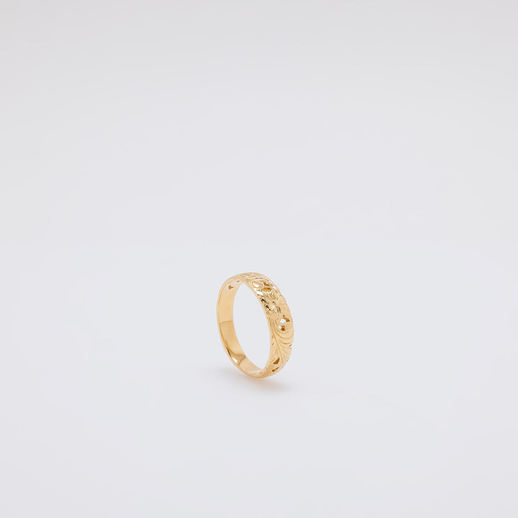 Single Plumeria + Scroll Cutout Design Ring [Size 10]