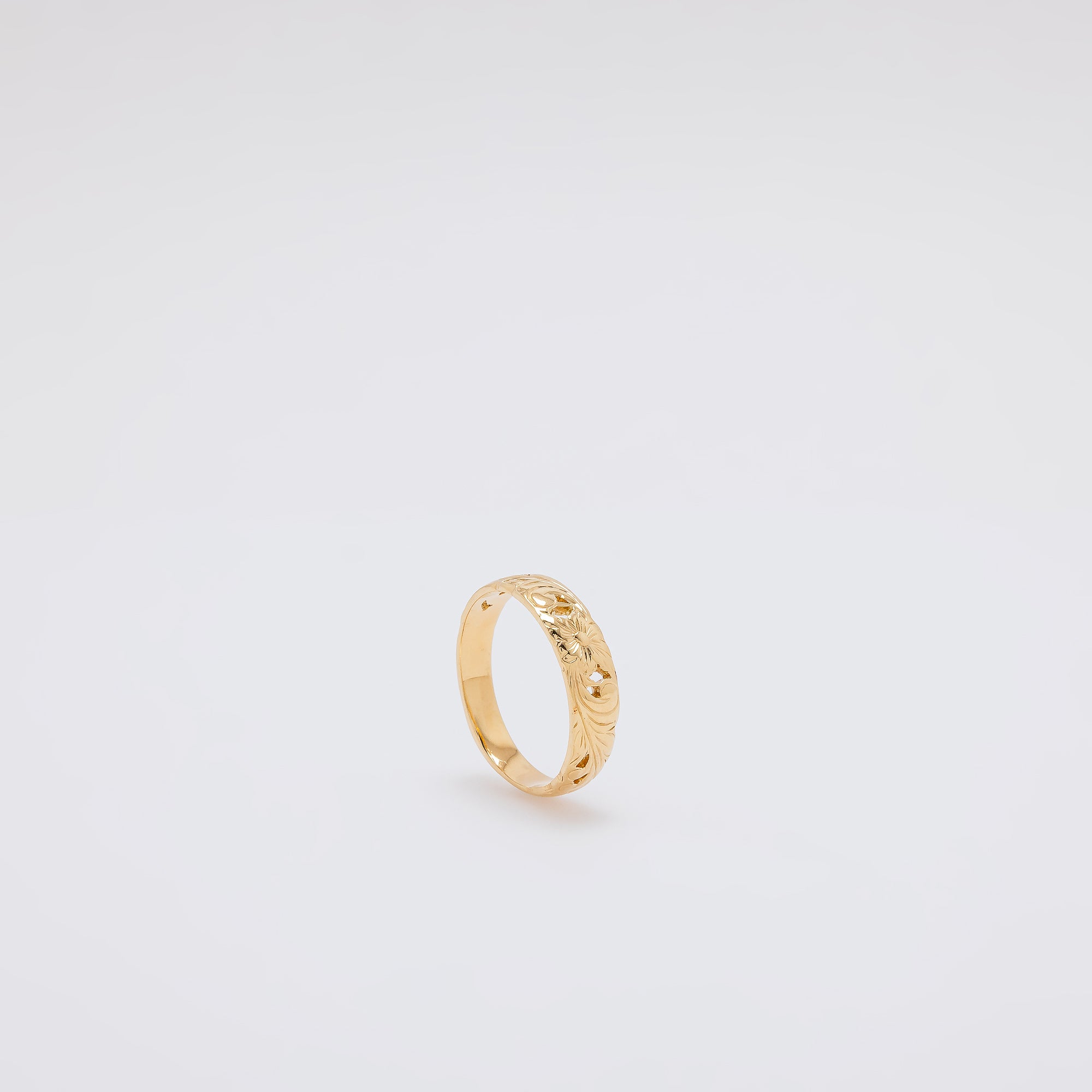 Single Plumeria + Scroll Cutout Design Ring [Size 10]