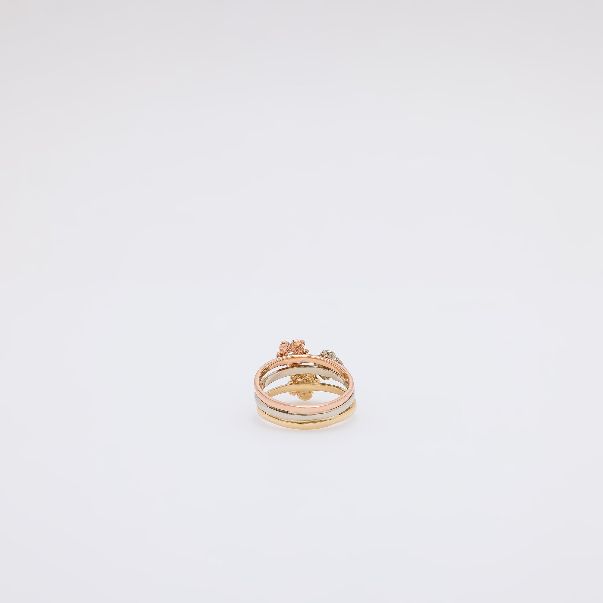 Pink Sapphire Triple Plumeria Ring in Tricolor Gold [Size 6.5]