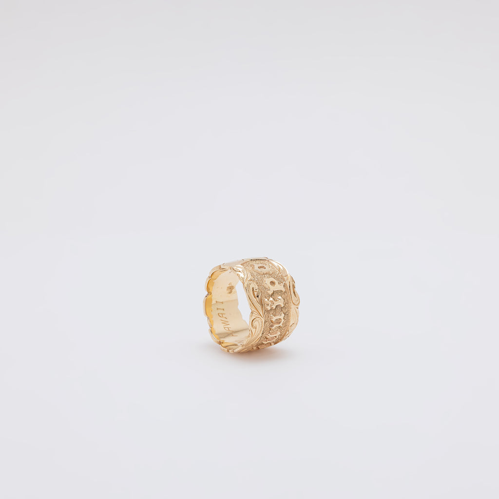 Chunky Carved KUUIPO with Three Engraved Plumerias [Size 8]
