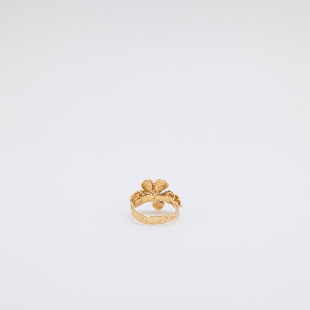Triple Peridot Plumeria Ring [Size 5]