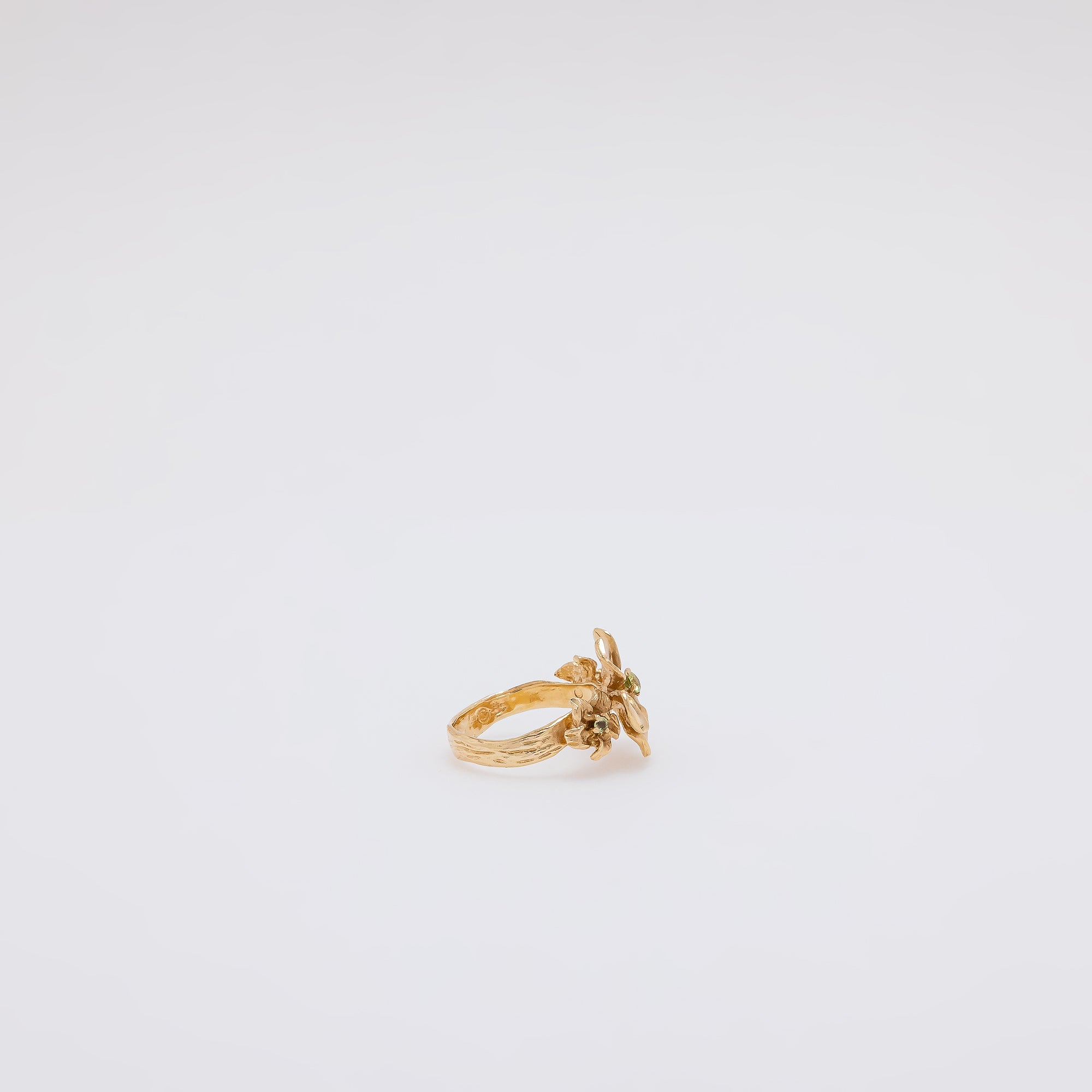 Triple Peridot Plumeria Ring [Size 5]