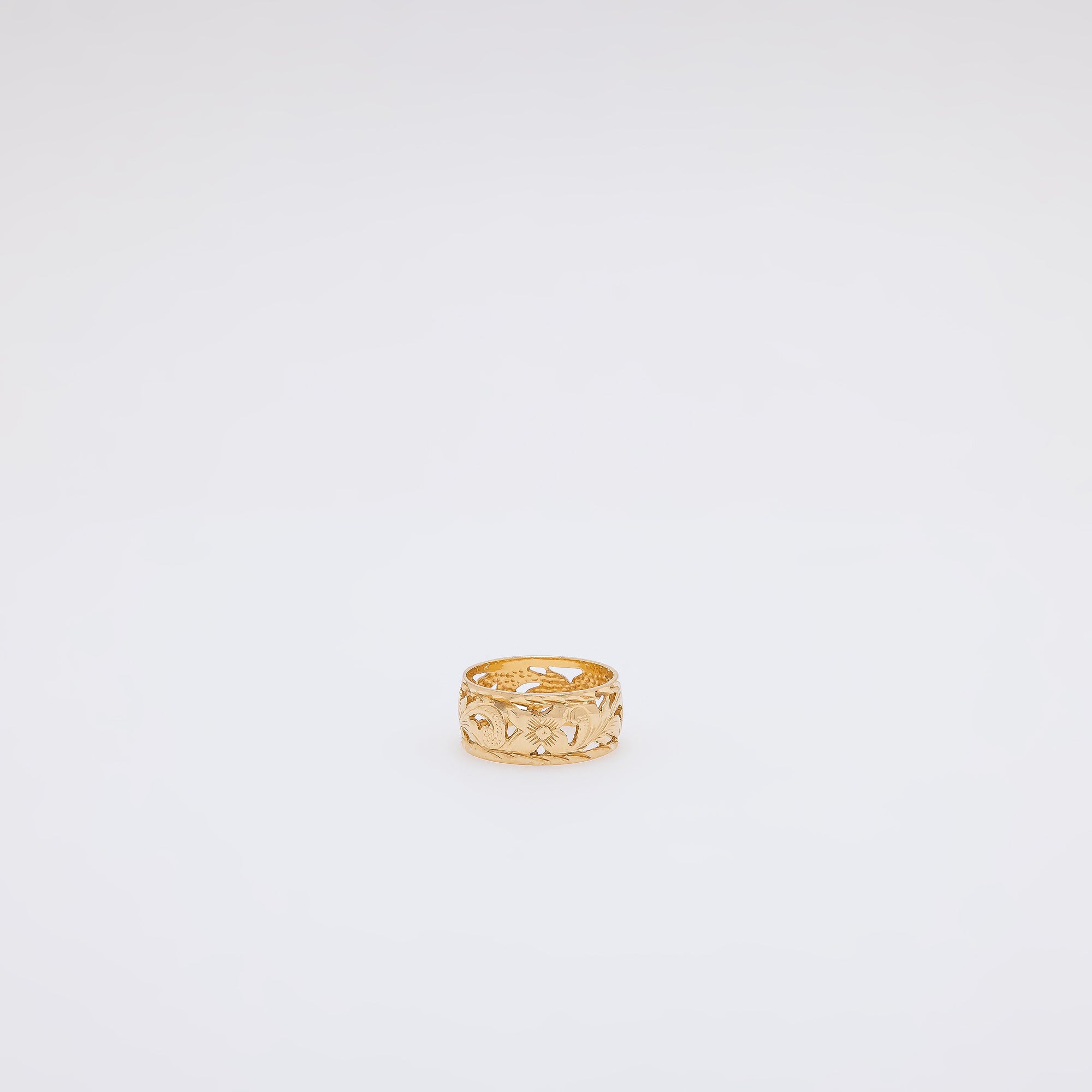 Plumeria + Scroll Cutout Ring [Size 5]