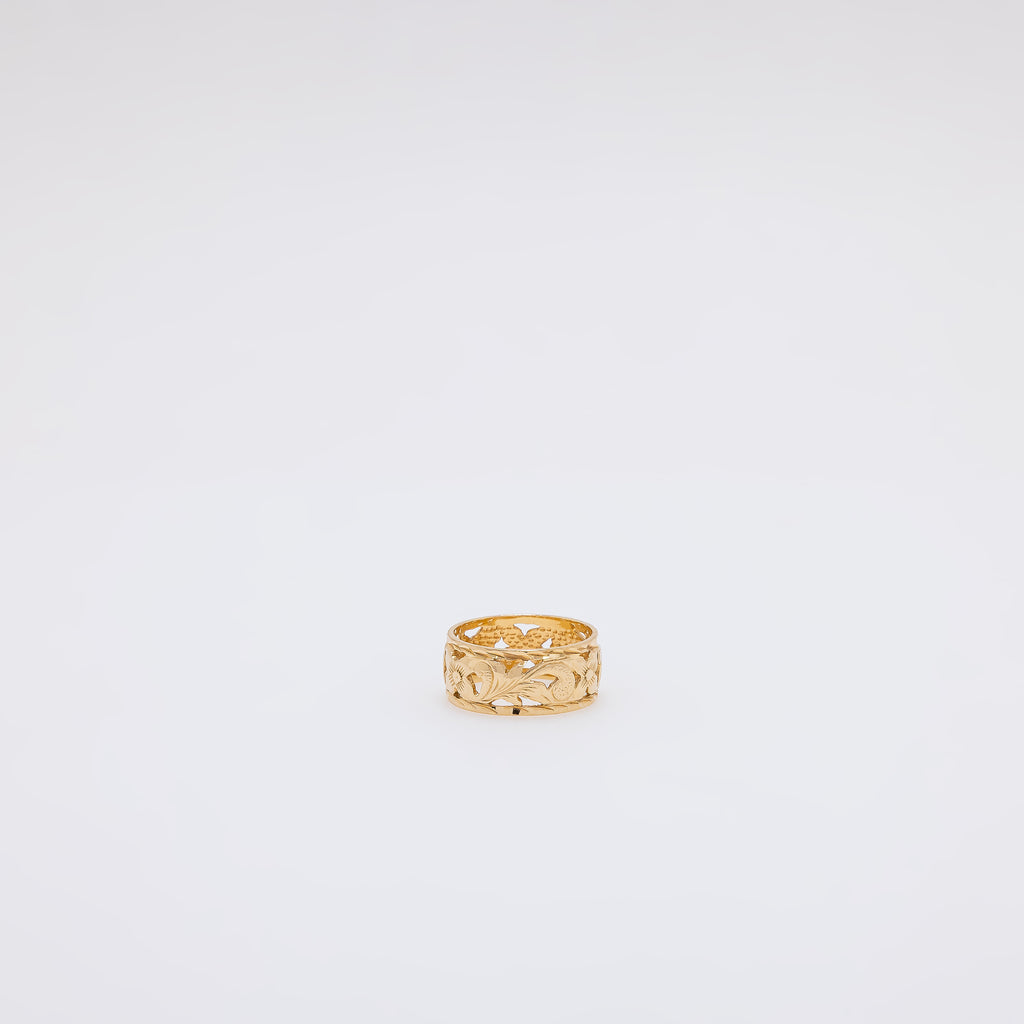 Plumeria + Scroll Cutout Ring [Size 5]
