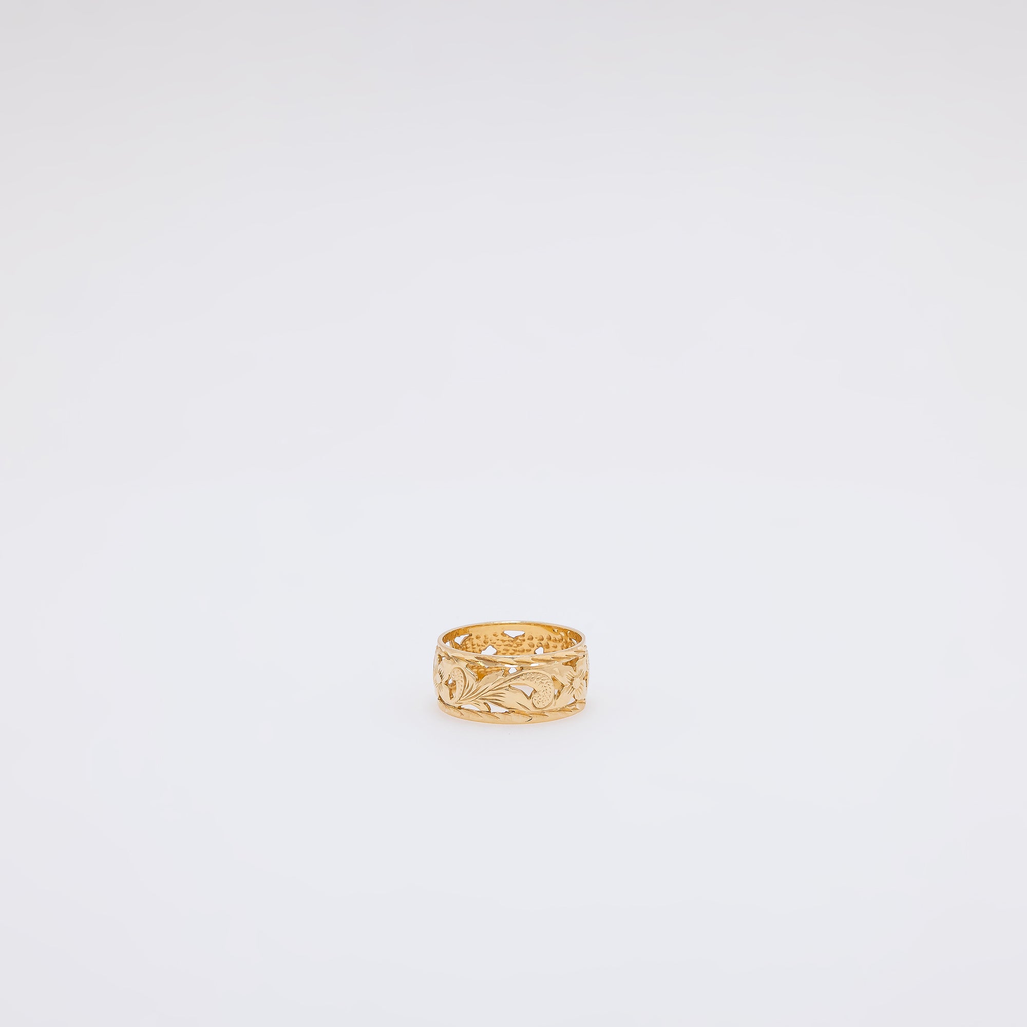 Plumeria + Scroll Cutout Ring [Size 5]