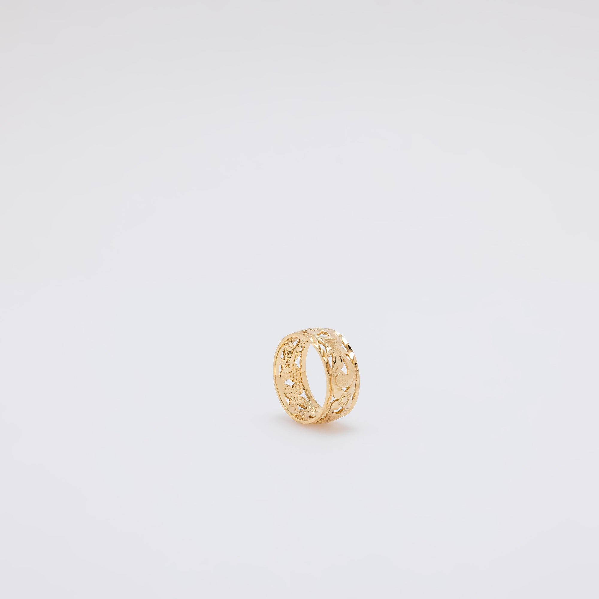 Plumeria + Scroll Cutout Ring [Size 5]