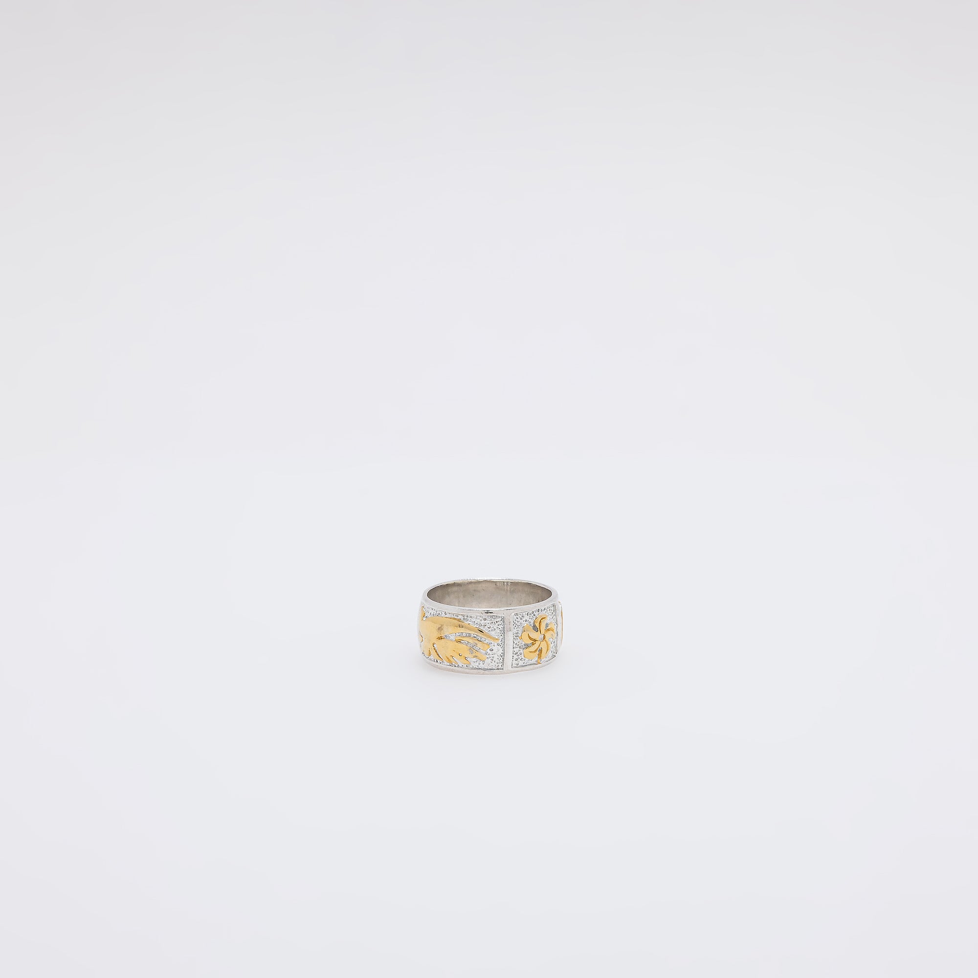 Bird of Paradise + Monstera + Plumeria + Hibiscus Engraved Ring [Size 4]