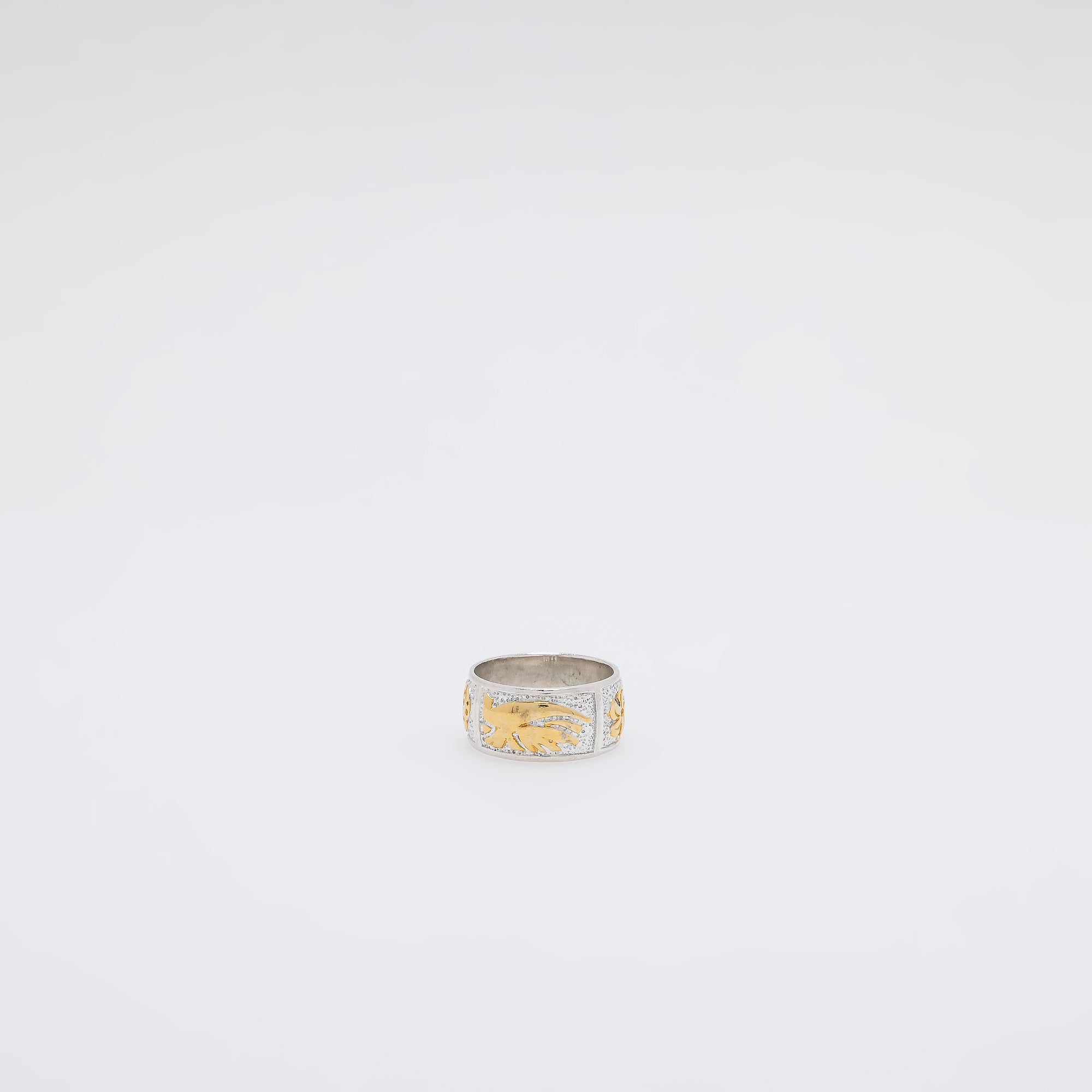 Bird of Paradise + Monstera + Plumeria + Hibiscus Engraved Ring [Size 4]