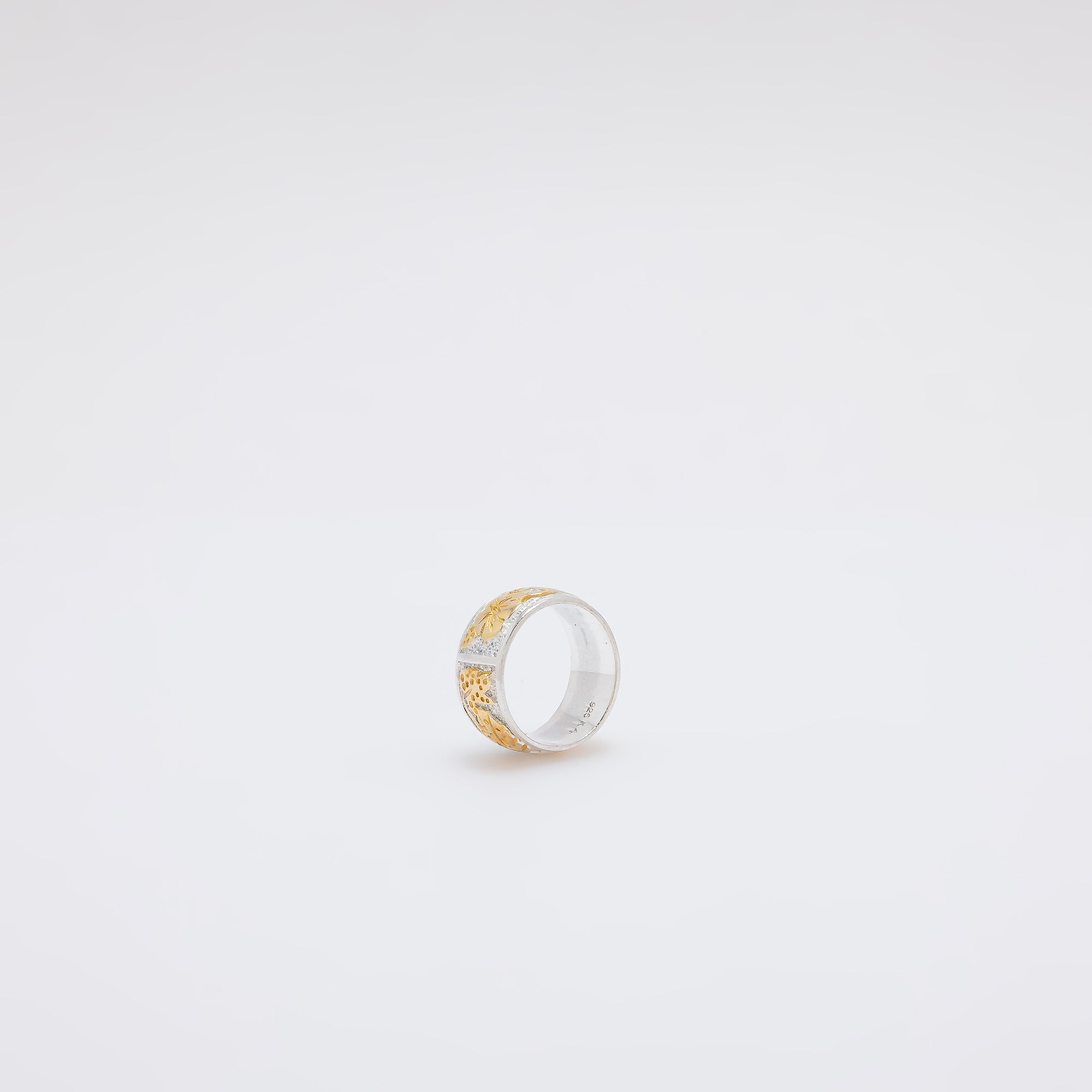 Bird of Paradise + Monstera + Plumeria + Hibiscus Engraved Ring [Size 4]