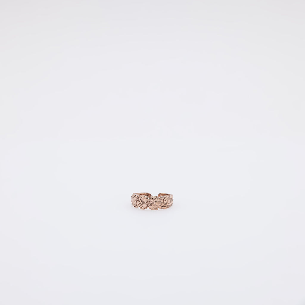 Single Plumeria Hawaiian Heirloom Toe Ring - Outline Cutout Style