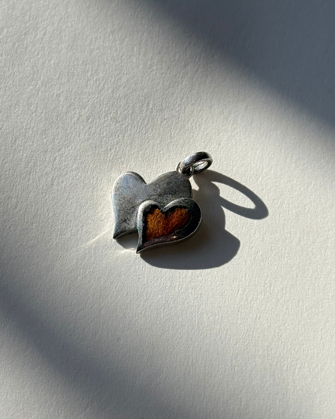 Double Hearts Koa Wood Pendant