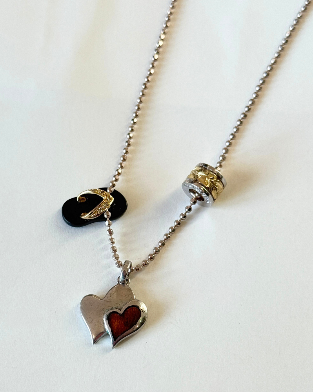 Double Hearts Koa Wood Pendant