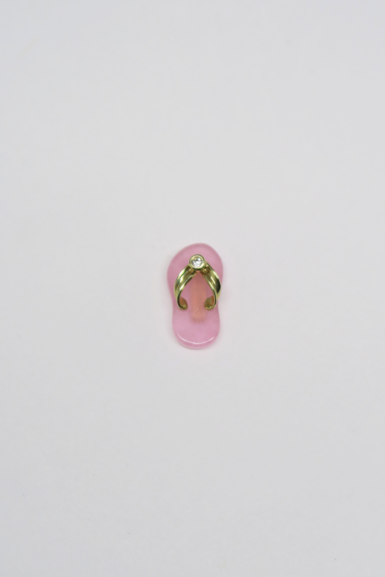 Mini Baby Pink Jade Slippah Pendant with Single Melee Diamond