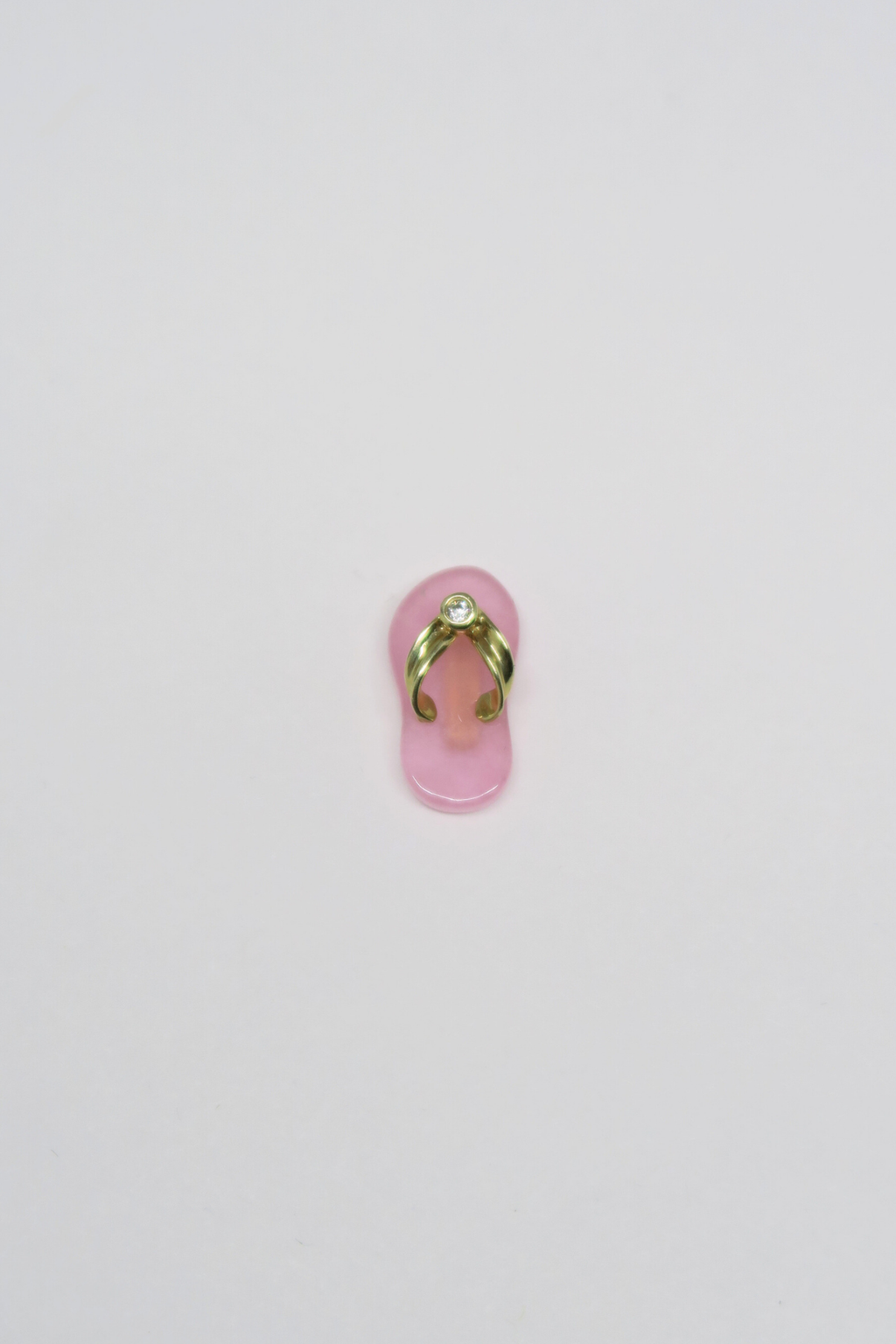 Mini Baby Pink Jade Slippah Pendant with Single Melee Diamond