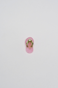 Mini Baby Pink Jade Slippah Pendant with Single Melee Diamond