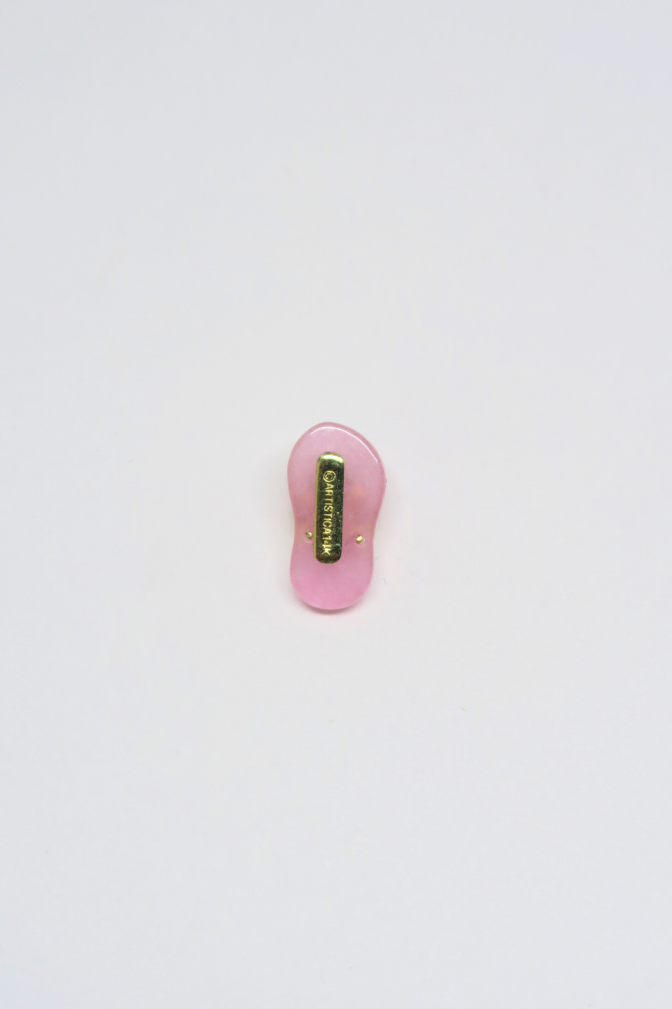 Mini Baby Pink Jade Slippah Pendant with Single Melee Diamond