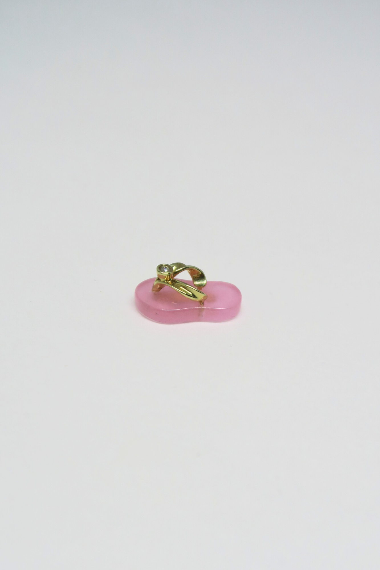 Mini Baby Pink Jade Slippah Pendant with Single Melee Diamond