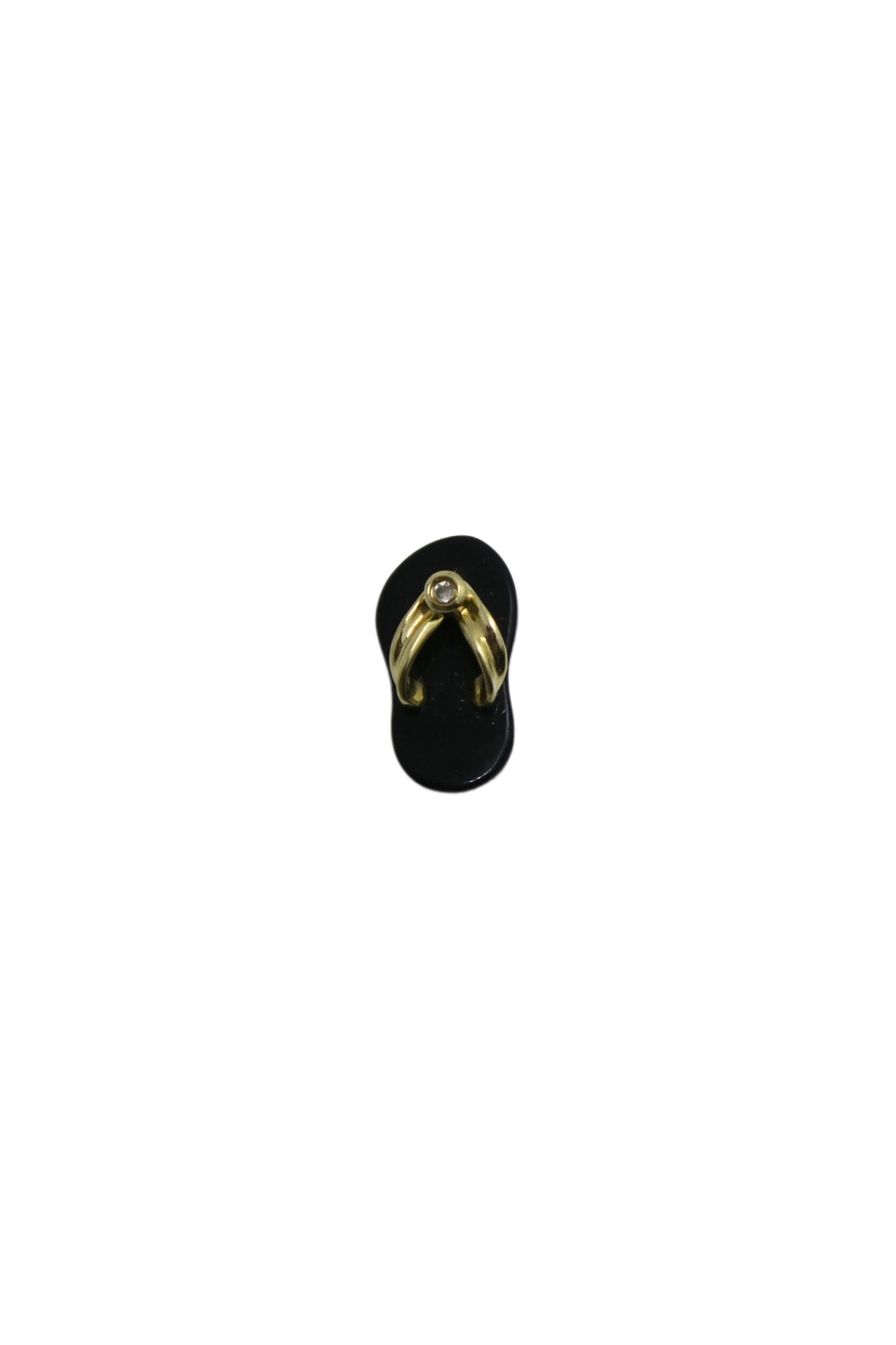 Mini Black Jade Slippah Pendant with Single Melee Diamond