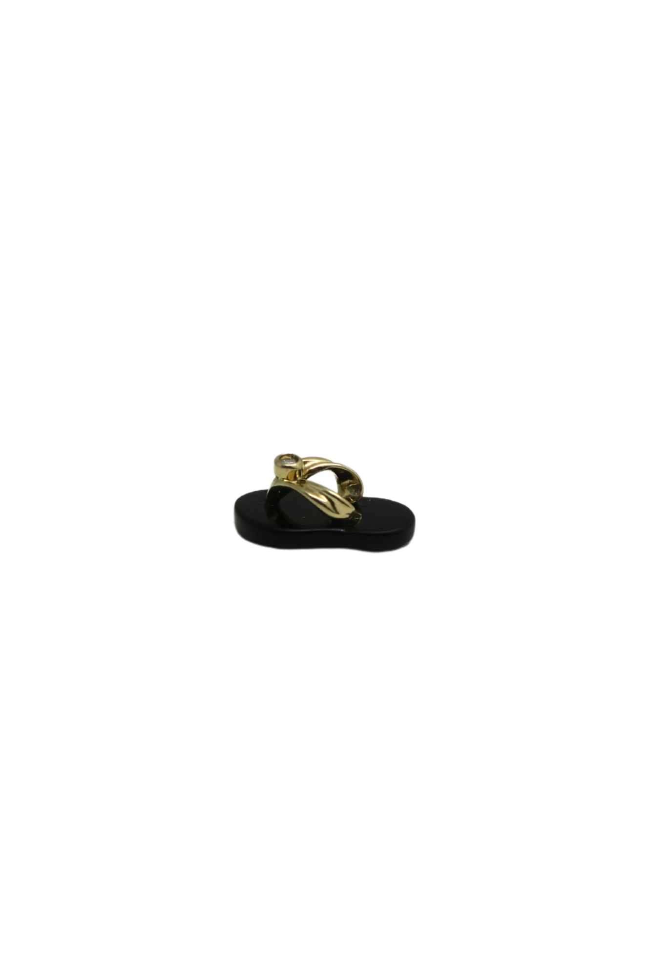 Mini Black Jade Slippah Pendant with Single Melee Diamond