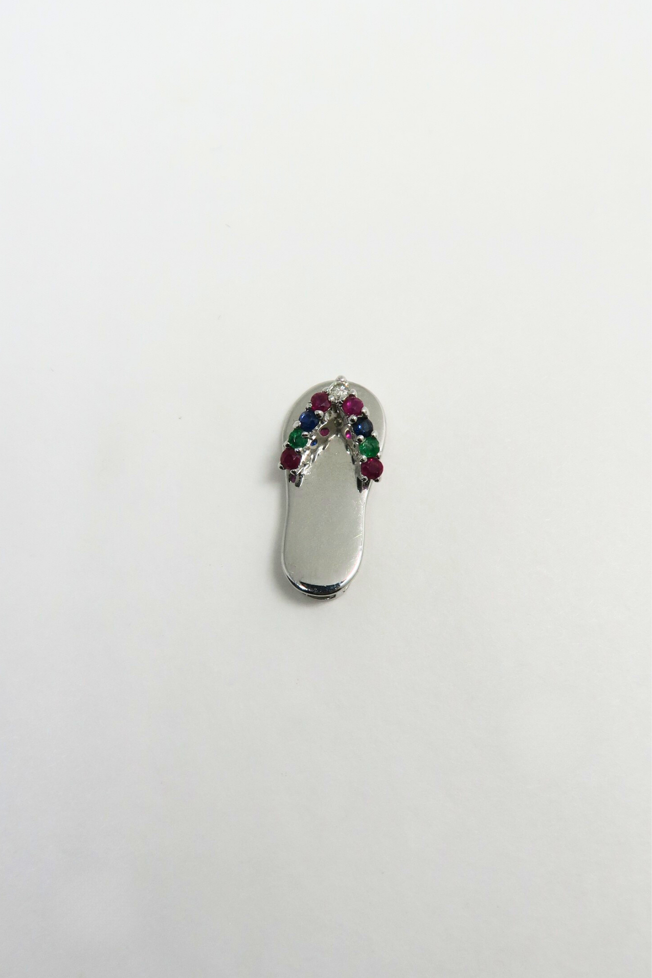 Multicolor Stone Slippah in White Gold