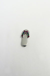 Multicolor Stone Slippah in White Gold