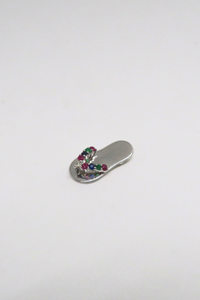 Multicolor Stone Slippah in White Gold