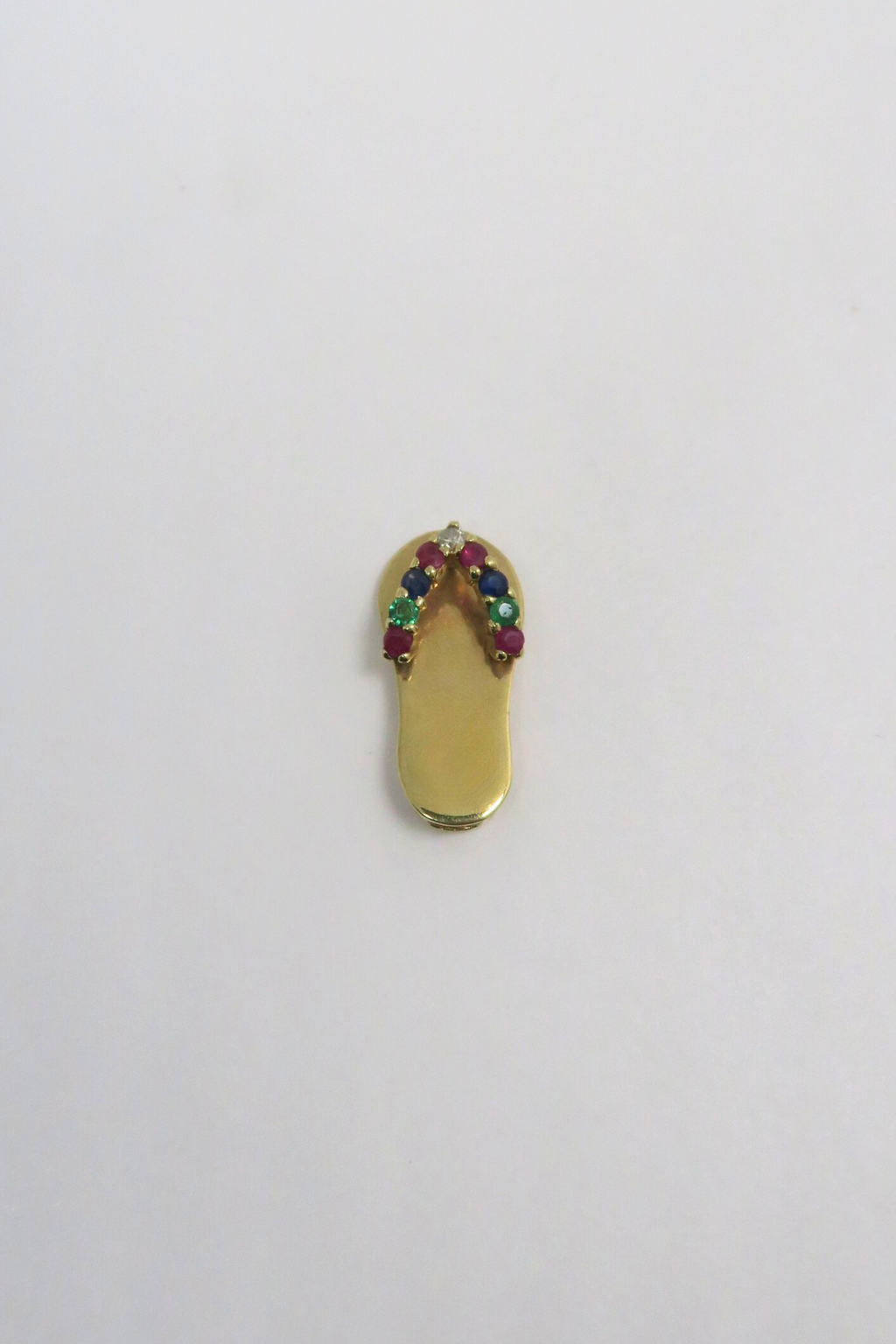 Multicolor Stone Slippah in Yellow Gold