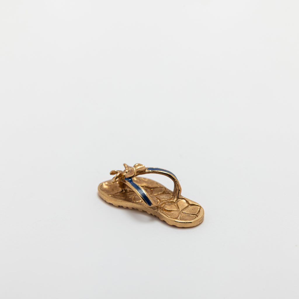 Blue Enamel Slippah with Plumeria
