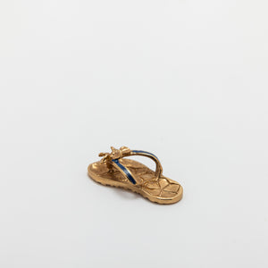 Blue Enamel Slippah with Plumeria