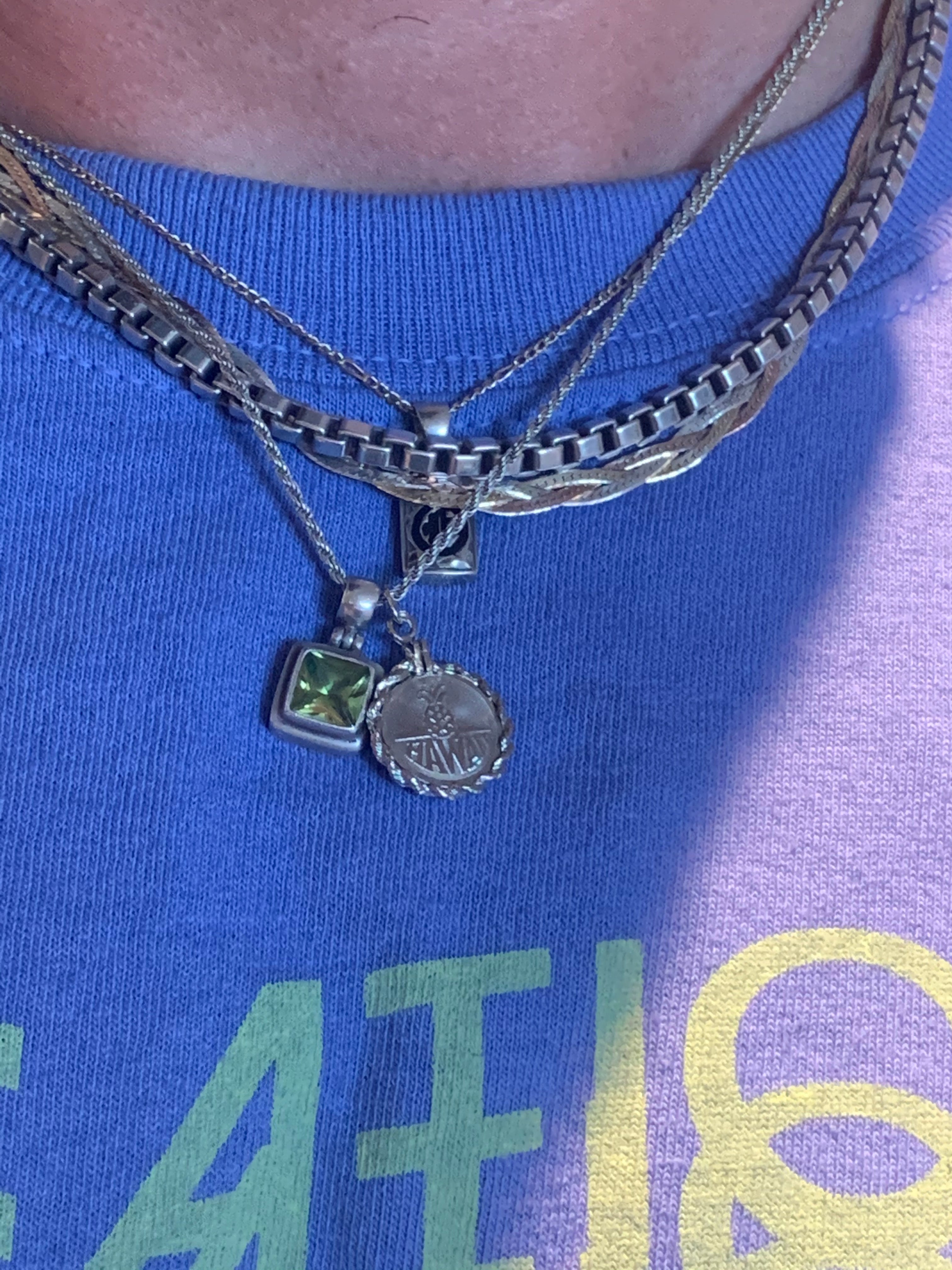 Tri-Color Sterling Silver Braided Chain